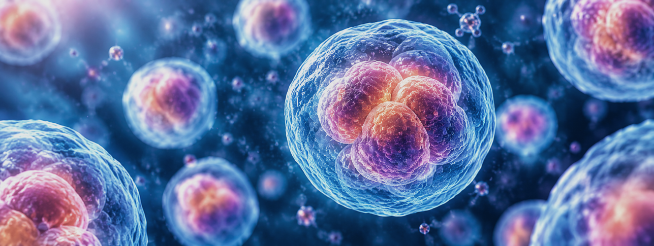 Illustration of stem cells with clustered nuclei